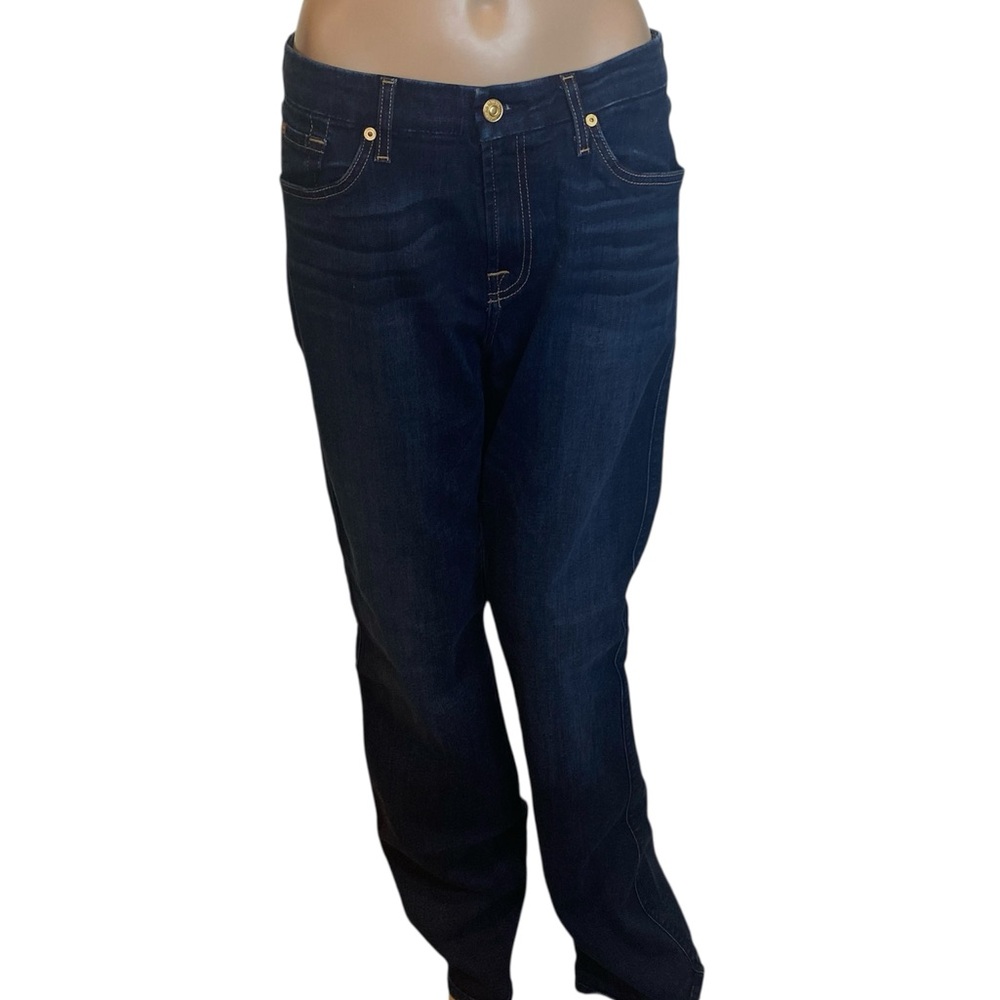7 For All Mankind Kimmie Bootcut Stretchy Jeans Dark Blue Denim Wash Size 31 EUC - Picture 2 of 7